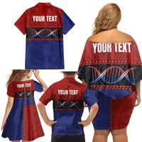 Personalised Samoan DNA-Proud of Samoa Family Matching Off Shoulder Short Dress and Hawaiian Shirt Polynesian Patterns - Polynesian Pride