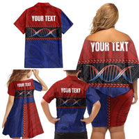 Personalised Samoan DNA-Proud of Samoa Family Matching Off Shoulder Short Dress and Hawaiian Shirt Polynesian Patterns - Polynesian Pride
