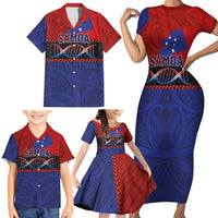 Personalised Samoan DNA-Proud of Samoa Family Matching Short Sleeve Bodycon Dress and Hawaiian Shirt Polynesian Patterns - Polynesian Pride