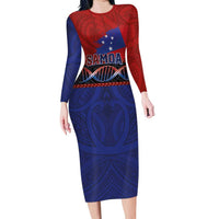 Personalised Samoan DNA-Proud of Samoa Long Sleeve Bodycon Dress Polynesian Patterns - Polynesian Pride