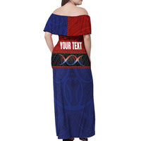 Personalised Samoan DNA-Proud of Samoa Off Shoulder Maxi Dress Polynesian Patterns - Polynesian Pride