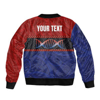 Personalised Samoan DNA-Proud of Samoa Sleeve Zip Bomber Jacket Polynesian Patterns - Polynesian Pride