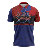 Personalised Samoan DNA-Proud of Samoa Zipper Polo Shirt Polynesian Patterns - Polynesian Pride