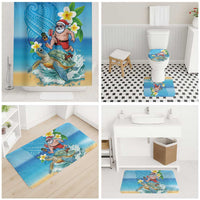 Polynesian Merry Christmas Bathroom Set Funny Santa with Sea Turtle Beach Plumeria - Polynesian Pride