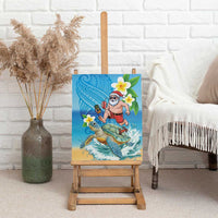 Polynesian Merry Christmas Canvas Wall Art Funny Santa with Sea Turtle Beach Plumeria - Polynesian Pride