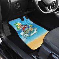 Polynesian Merry Christmas Car Mats Funny Santa with Sea Turtle Beach Plumeria - Polynesian Pride