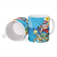 Polynesian Merry Christmas Ceramic Mug Funny Santa with Sea Turtle Beach Plumeria - Polynesian Pride