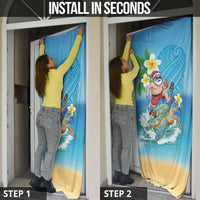 Polynesian Merry Christmas Door Cover Funny Santa with Sea Turtle Beach Plumeria - Polynesian Pride
