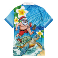 Polynesian Merry Christmas Family Matching Long Sleeve Bodycon Dress and Hawaiian Shirt Funny Santa with Sea Turtle Beach Plumeria LT03 - Polynesian Pride