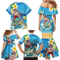 Polynesian Merry Christmas Family Matching Mermaid Dress and Hawaiian Shirt Funny Santa with Sea Turtle Beach Plumeria LT03 - Polynesian Pride