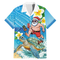 Polynesian Merry Christmas Family Matching Mermaid Dress and Hawaiian Shirt Funny Santa with Sea Turtle Beach Plumeria LT03 Dad's Shirt - Short Sleeve Multicolor - Polynesian Pride