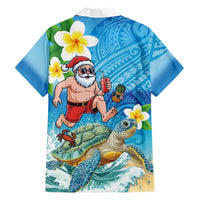 Polynesian Merry Christmas Family Matching Puletasi and Hawaiian Shirt Funny Santa with Sea Turtle Beach Plumeria LT03 - Polynesian Pride