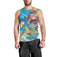 Polynesian Merry Christmas Men Tank Top Funny Santa with Sea Turtle Beach Plumeria - Polynesian Pride