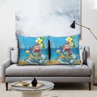 Polynesian Merry Christmas Pillow Cover Funny Santa with Sea Turtle Beach Plumeria - Polynesian Pride