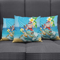 Polynesian Merry Christmas Pillow Cover Funny Santa with Sea Turtle Beach Plumeria - Polynesian Pride