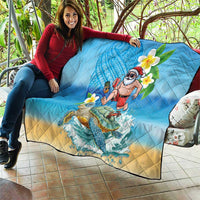 Polynesian Merry Christmas Quilt Funny Santa with Sea Turtle Beach Plumeria - Polynesian Pride