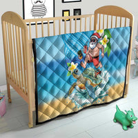 Polynesian Merry Christmas Quilt Funny Santa with Sea Turtle Beach Plumeria - Polynesian Pride