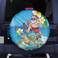 Polynesian Merry Christmas Spare Tire Cover Funny Santa with Sea Turtle Beach Plumeria - Polynesian Pride