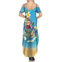 Polynesian Merry Christmas Summer Maxi Dress Funny Santa with Sea Turtle Beach Plumeria LT03 - Polynesian Pride