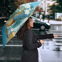 Polynesian Merry Christmas Umbrella Funny Santa with Sea Turtle Beach Plumeria - Polynesian Pride