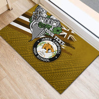 Hawaii James Campbell High School Rubber Doormat Kakau Pattern Gold Color Version LT03 - Polynesian Pride