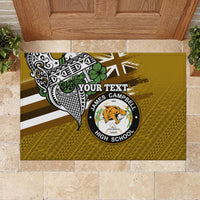 Hawaii James Campbell High School Rubber Doormat Kakau Pattern Gold Color Version LT03 - Polynesian Pride