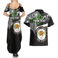 Hawaii James Campbell High School Couples Matching Summer Maxi Dress and Hawaiian Shirt Kakau Pattern Black Version LT03 - Polynesian Pride