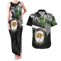 Hawaii James Campbell High School Couples Matching Tank Maxi Dress and Hawaiian Shirt Kakau Pattern Black Version LT03 Black - Polynesian Pride