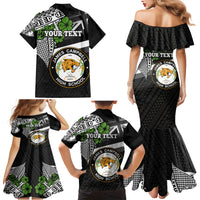 Hawaii James Campbell High School Family Matching Mermaid Dress and Hawaiian Shirt Kakau Pattern Black Version LT03 - Polynesian Pride