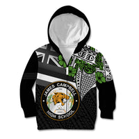 Hawaii James Campbell High School Kid Hoodie Kakau Pattern Black Version LT03 Zip Hoodie Black - Polynesian Pride