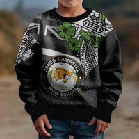 Hawaii James Campbell High School Kid Ugly Christmas Sweater Kakau Pattern Black Version LT03 - Polynesian Pride