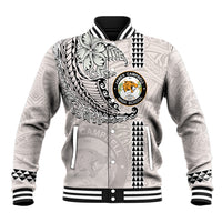 Custom Hawaii James Campbell High School Baseball Jacket Tribal Kakau Pattern LT03 Unisex White - Polynesian Pride
