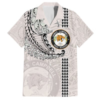 Custom Hawaii James Campbell High School Family Matching Short Sleeve Bodycon Dress and Hawaiian Shirt Tribal Kakau Pattern LT03 Dad's Shirt - Short Sleeve White - Polynesian Pride