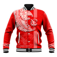 Hawaii Kalani High School Baseball Jacket Tribal Kakau Pattern LT03 Unisex Red - Polynesian Pride