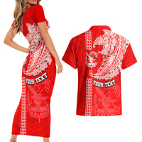 Hawaii Kalani High School Couples Matching Short Sleeve Bodycon Dress and Hawaiian Shirt Tribal Kakau Pattern LT03 - Polynesian Pride