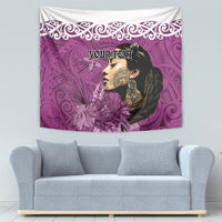 Custom New Zealand Womens Day Tapestry Traditional Maori Woman Polynesian Pattern Pink Color LT03 - Polynesian Pride