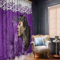 Custom New Zealand Womens Day Window Curtain Traditional Maori Woman Polynesian Pattern Purple Color LT03 - Polynesian Pride