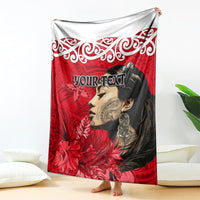 Custom New Zealand Womens Day Blanket Traditional Maori Woman Polynesian Pattern Red Color LT03 - Polynesian Pride