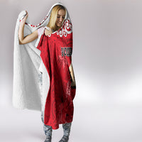 Custom New Zealand Womens Day Hooded Blanket Traditional Maori Woman Polynesian Pattern Red Color LT03 - Polynesian Pride
