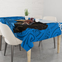 Custom New Zealand Womens Day Tablecloth Traditional Maori Woman Polynesian Pattern Blue Color LT03 - Polynesian Pride