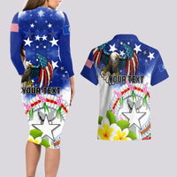 Custom Northern Mariana Islands Commonwealth Covenant Day Couples Matching Long Sleeve Bodycon Dress and Hawaiian Shirt Plumeria Flower Splash Style LT03 - Polynesian Pride