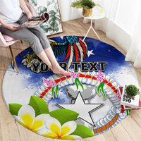 Custom Northern Mariana Islands Commonwealth Covenant Day Round Carpet Plumeria Flower Splash Style LT03 - Polynesian Pride