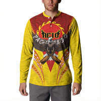 American Samoa Fautasi Race Button Sweatshirt Pago Pago-Aeto Samoan Tattoo and Eagle