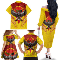 American Samoa Fautasi Race Family Matching Off The Shoulder Long Sleeve Dress and Hawaiian Shirt Pago Pago-Aeto Samoan Tattoo and Eagle LT03 - Polynesian Pride