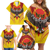 American Samoa Fautasi Race Family Matching Off Shoulder Short Dress and Hawaiian Shirt Pago Pago-Aeto Samoan Tattoo and Eagle LT03 - Polynesian Pride
