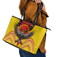 American Samoa Fautasi Race Leather Tote Bag Pago Pago-Aeto Samoan Tattoo and Eagle