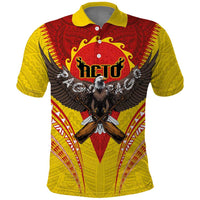 American Samoa Fautasi Race Polo Shirt Pago Pago-Aeto Samoan Tattoo and Eagle LT03 Yellow - Polynesian Pride