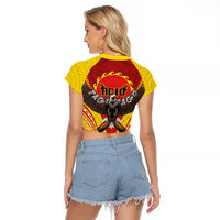 American Samoa Fautasi Race Raglan Cropped T Shirt Pago Pago-Aeto Samoan Tattoo and Eagle LT03 - Polynesian Pride