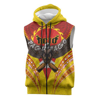 American Samoa Fautasi Race Sleeveless Zip Hoodie Pago Pago-Aeto Samoan Tattoo and Eagle LT03 Yellow - Polynesian Pride