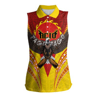American Samoa Fautasi Race Women Sleeveless Polo Shirt Pago Pago-Aeto Samoan Tattoo and Eagle LT03 Female Yellow - Polynesian Pride